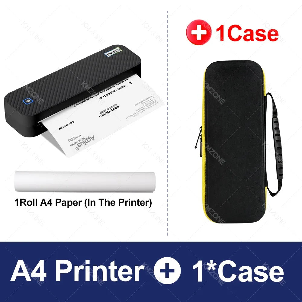 Portable A4 Thermal Printer Bluetooth Photos PDF Document Printing Machine Folded Rolls Paper For Office Work Home School Travel 