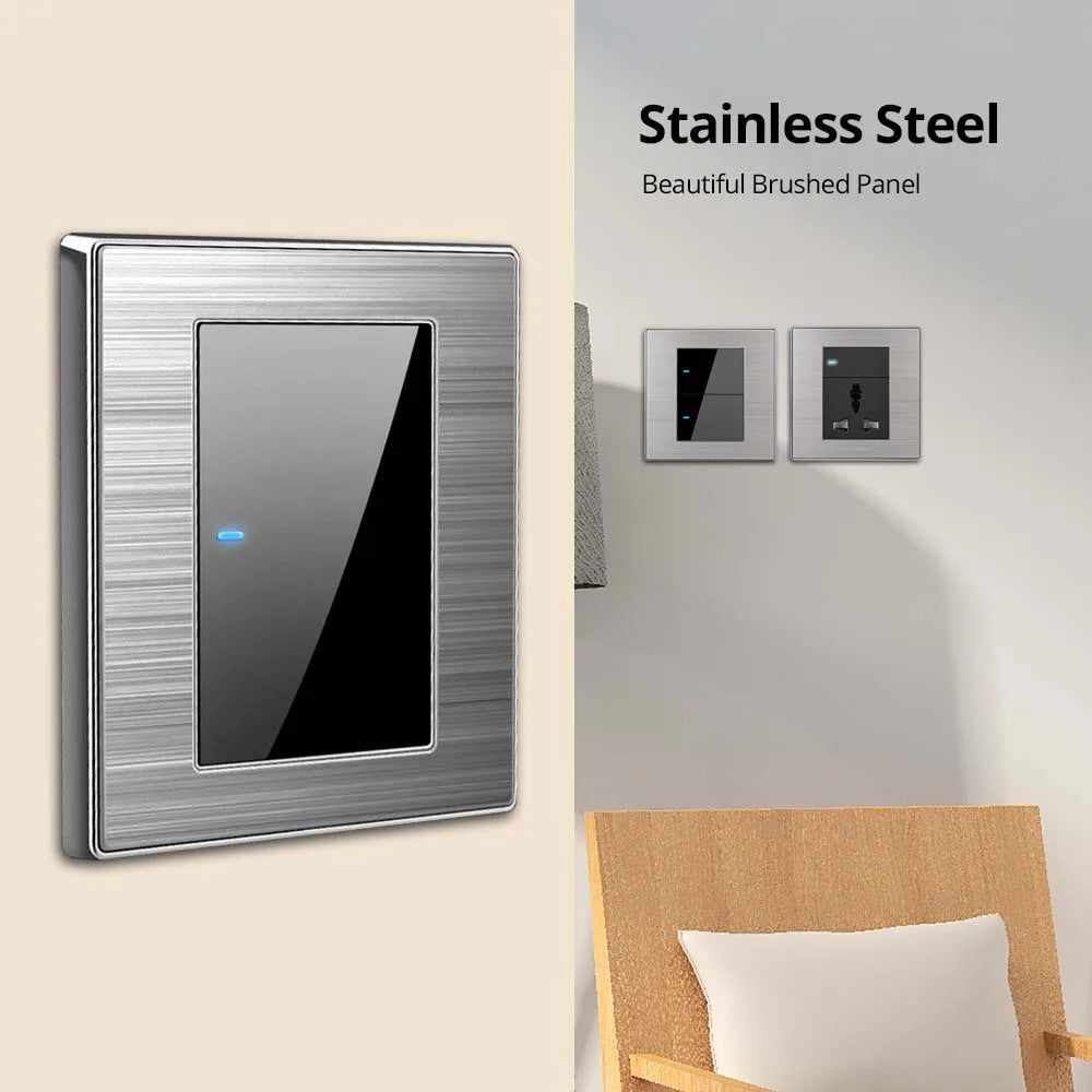 Opções de interruptores e tomadas Wallpad de 86 x 86 mm