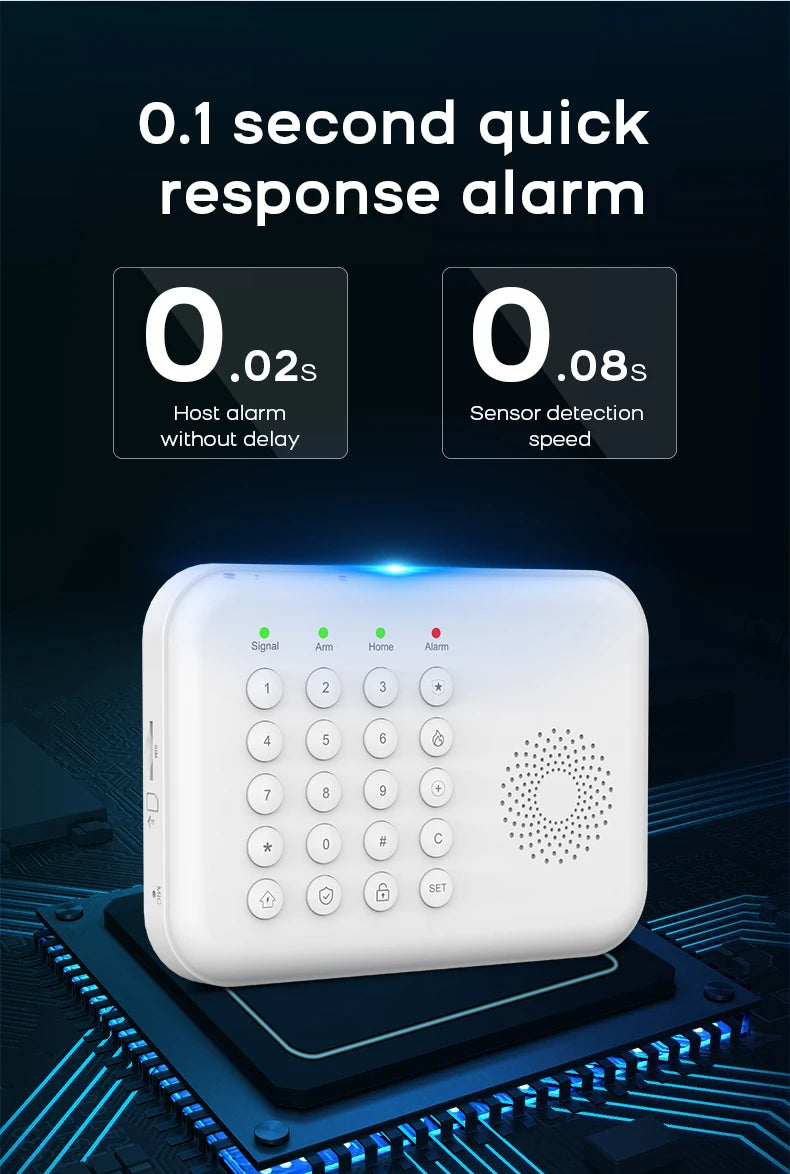 PGST 4G WiFi Home Burglar Anti Theft Security Alarm Complete Kit Works with Tuya Works with Smart Life Smart App Remote Control Wireless Sensor Combination Standby Power Backup Alarm System Apartment Villa Store Warehouse Eur