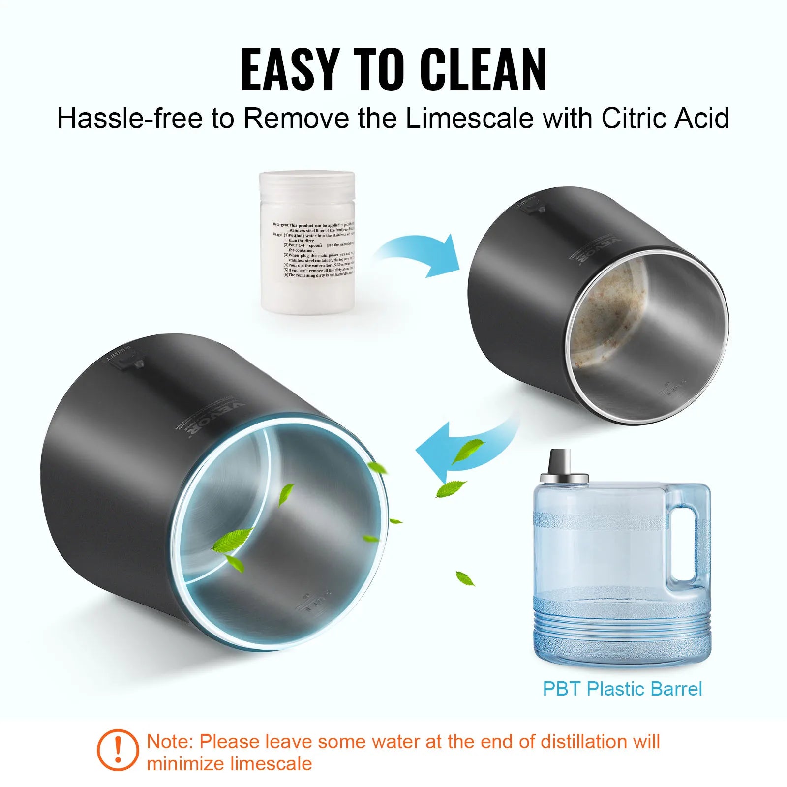 4L Countertop Water Distiller 750W Stainless Steel Purifier