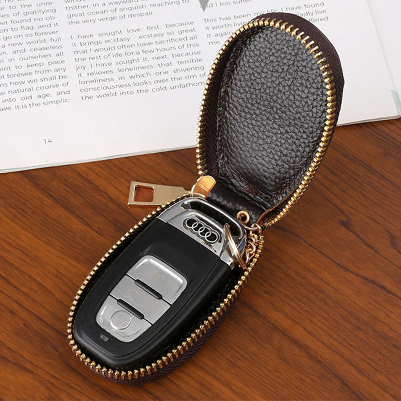1PCS Leather Zipper Key Wallet Keychain Multifunctional Mini Purse Key Holder Case 