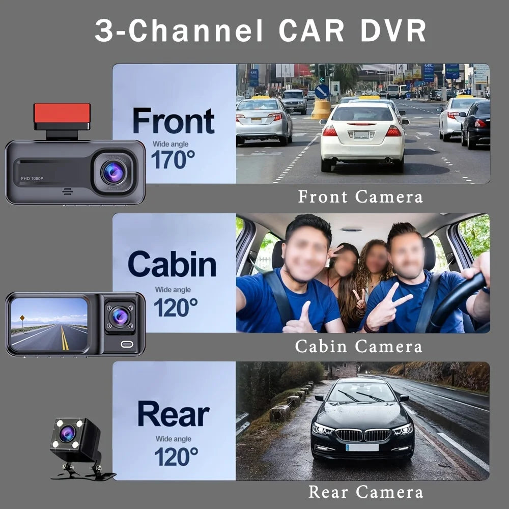 3 Channel Dash Cam for Cars Camera Black Box 3Ch/2Ch 1080P Video Recorder Rear View Camera for Vehicle Car DVR car accessories 