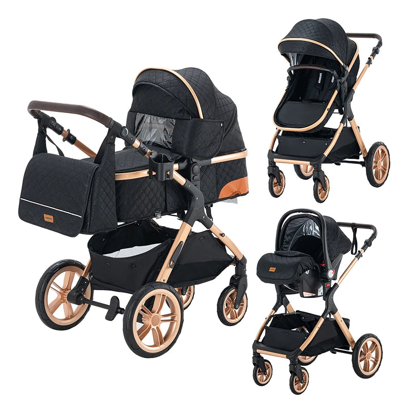 3‑in‑1 Luxury Baby Stroller Travel System