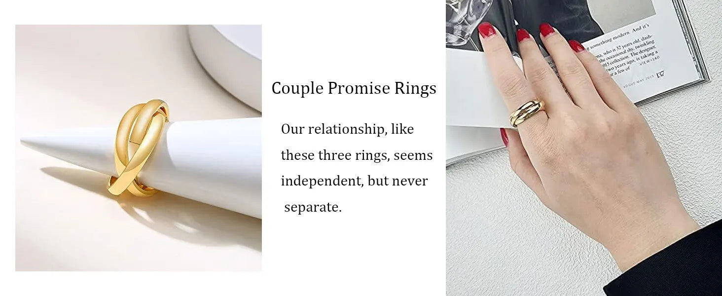 Stainless Steel Interlocked Triple Ring for Women