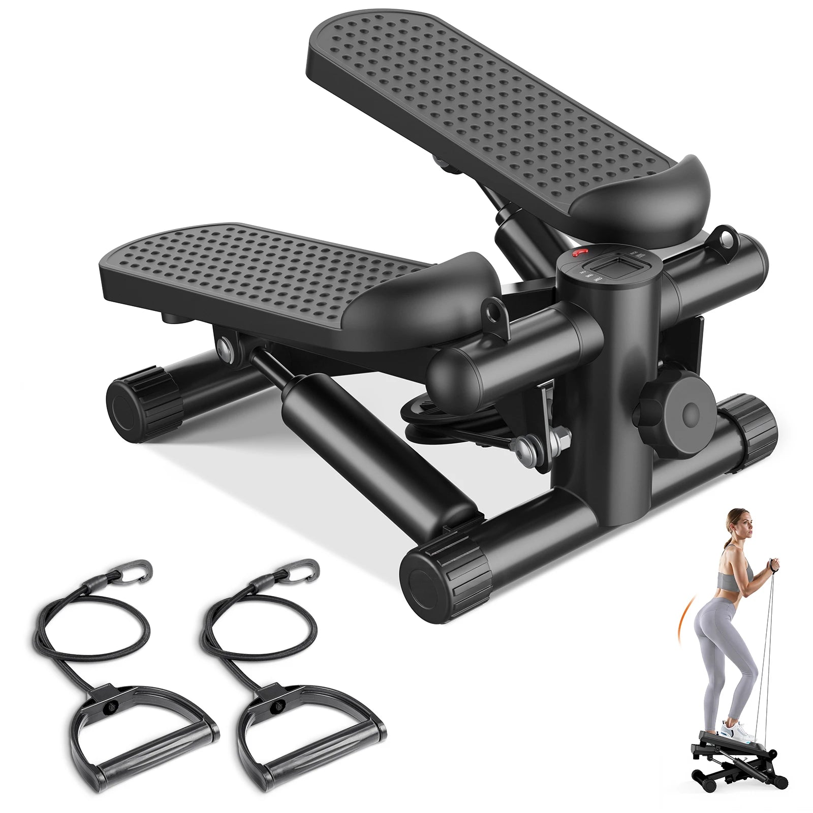 Mini stepper avec bandes de résistance et écran LCD, capacité 300 LBS