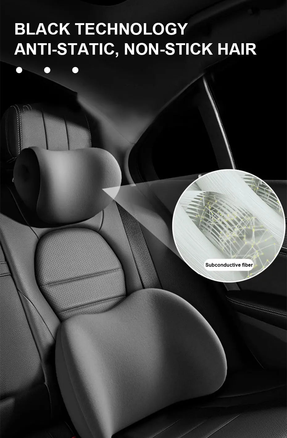 SEAMETAL Memory Foam Car Neck Pillow Lumbar Support Cushion Ergonomics Headrest Pillow Breathable Washable Cover Reduce Soreness