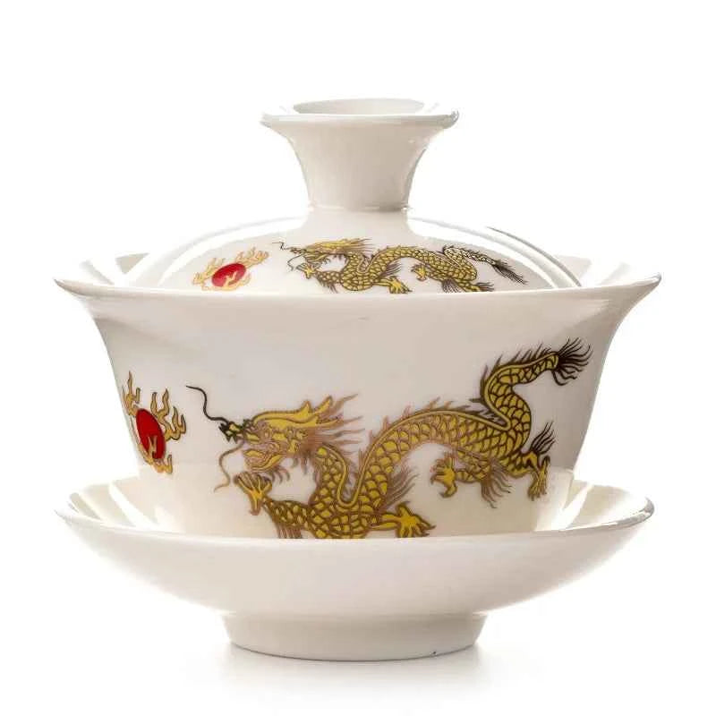 Ceramic Gaiwan Tea Bowl with Lid and Saucer