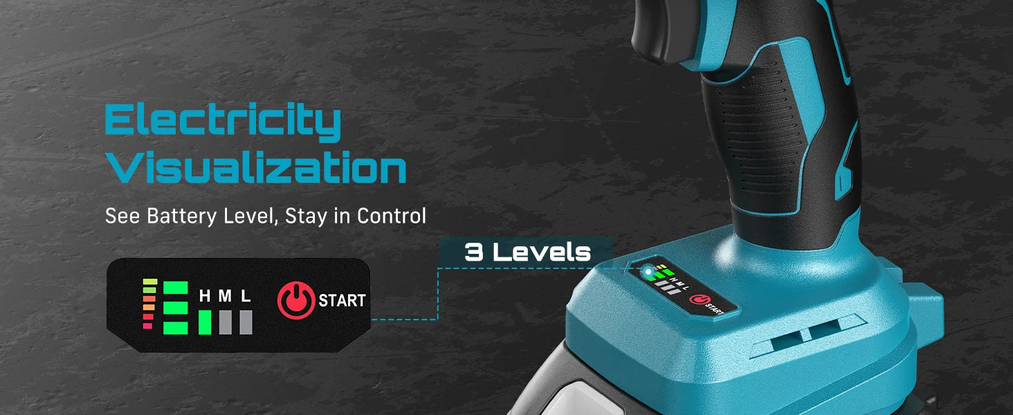 1200N.m Cordless Impact Wrench 1/2 Inch with LED and 6 Sockets