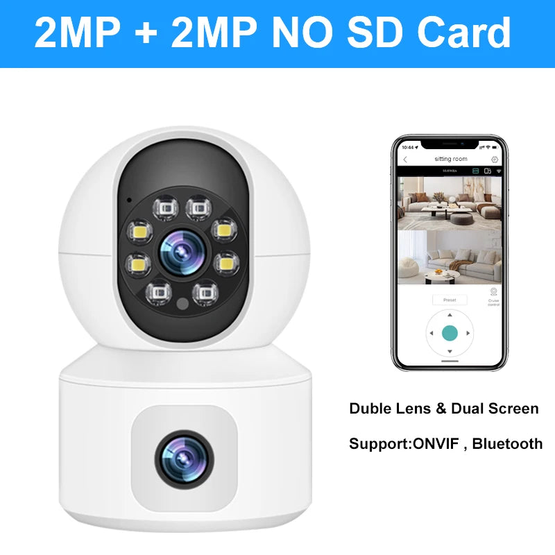 Caméra de sécurité WiFi à double objectif 6MP avec suivi automatique et audio