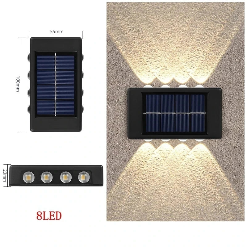 Options d’applique murale solaire à LED à éclairage vers le haut et vers le bas