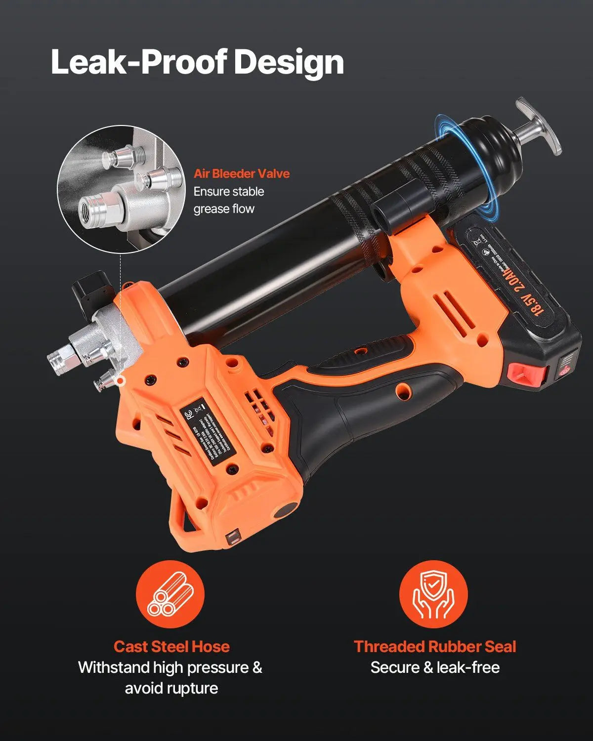Battery Powered Grease Gun 8000 PSI Cordless 20V Operation