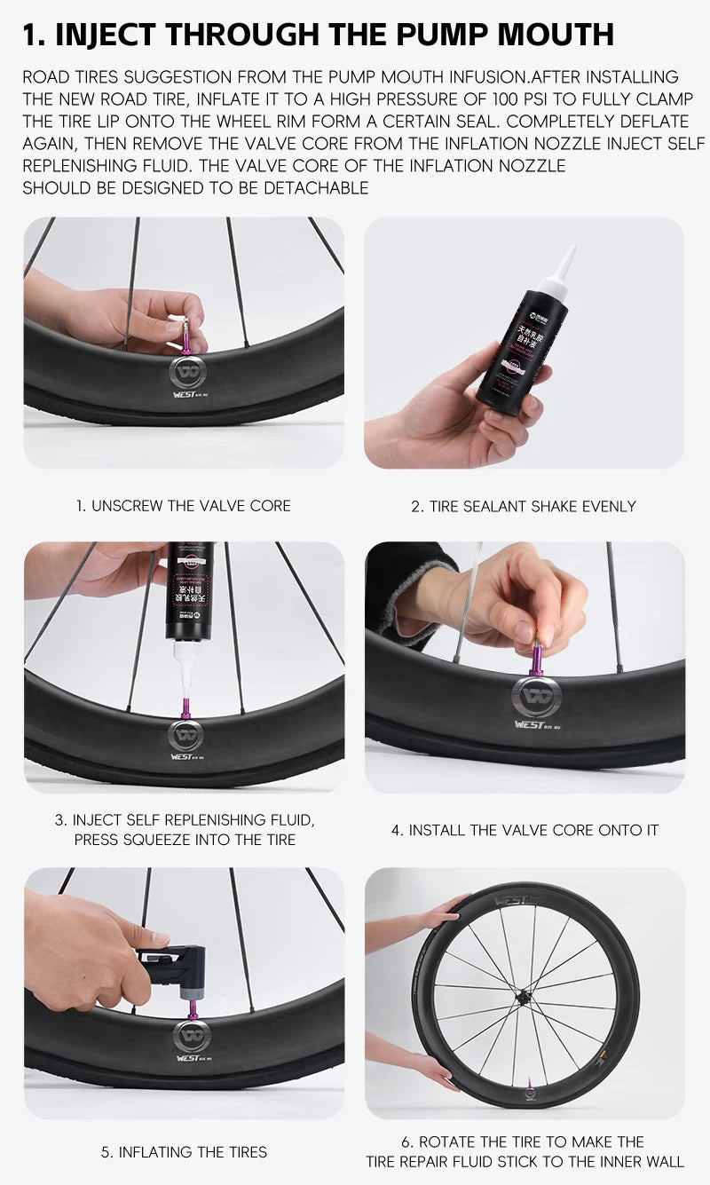 WEST BIKING Latex Tubeless Dækforsegler