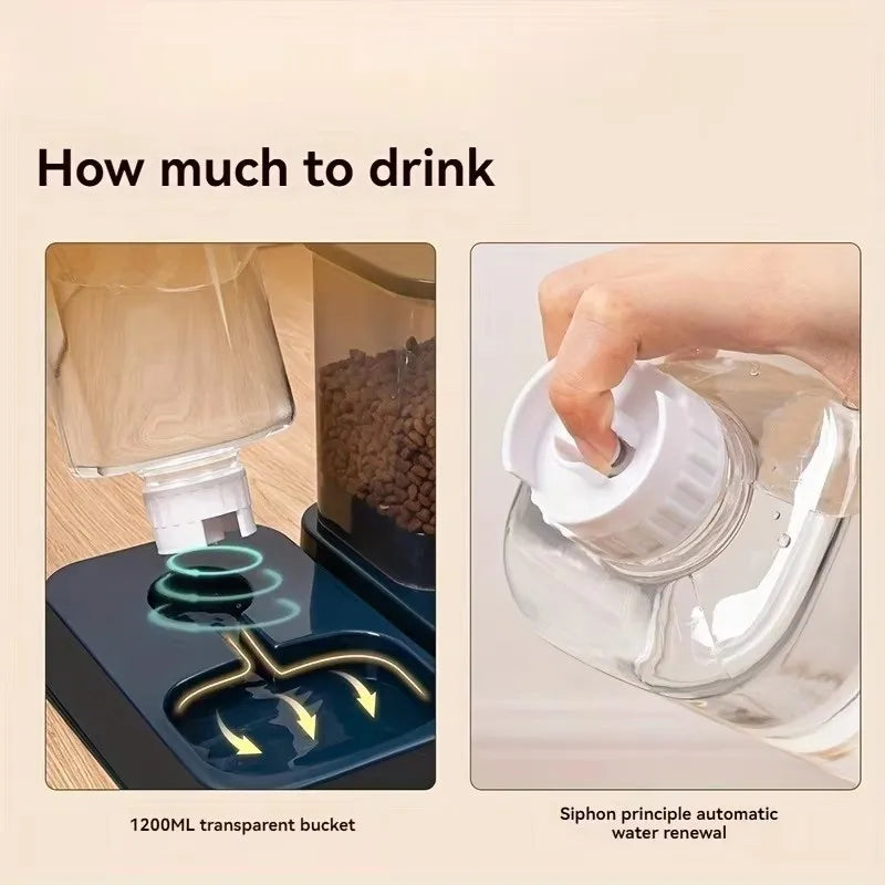 Automatic Portion-Controlled Pet Feeder with Water Dispenser for Cats and Dogs, Battery-Free Operation