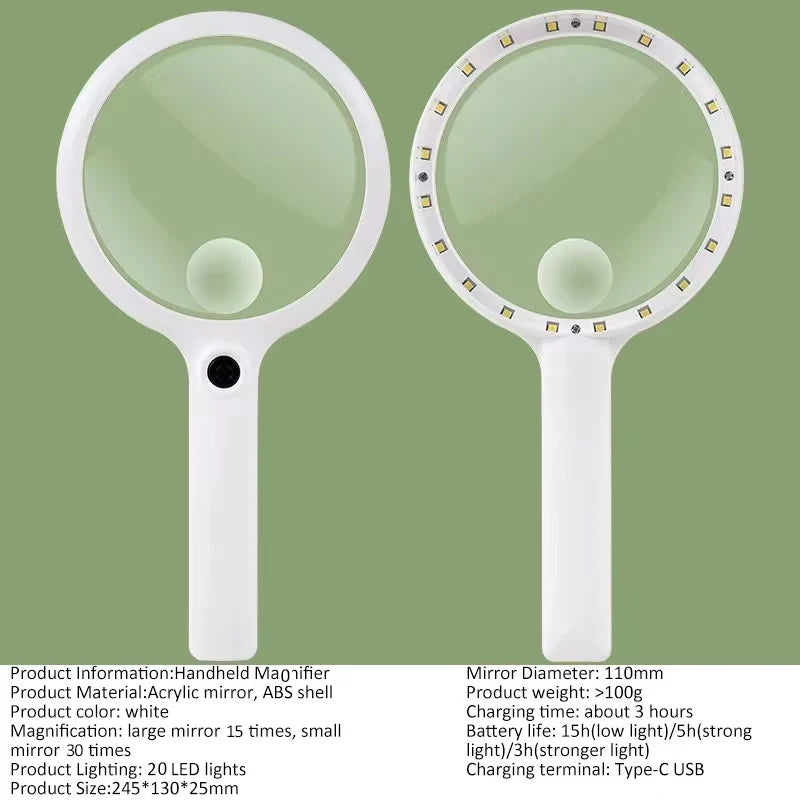 Rechargeable Illuminated Hand Magnifier