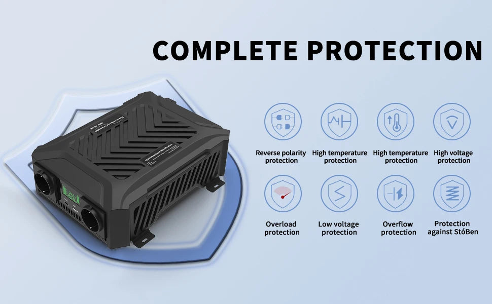 Инвертор DATOU BOSS с чиста синусоида 12V 24V 1200W 2300W, поддържащ две напрежения, DC към AC инвертор 12V към 220V EU, пикова мощност 4000W