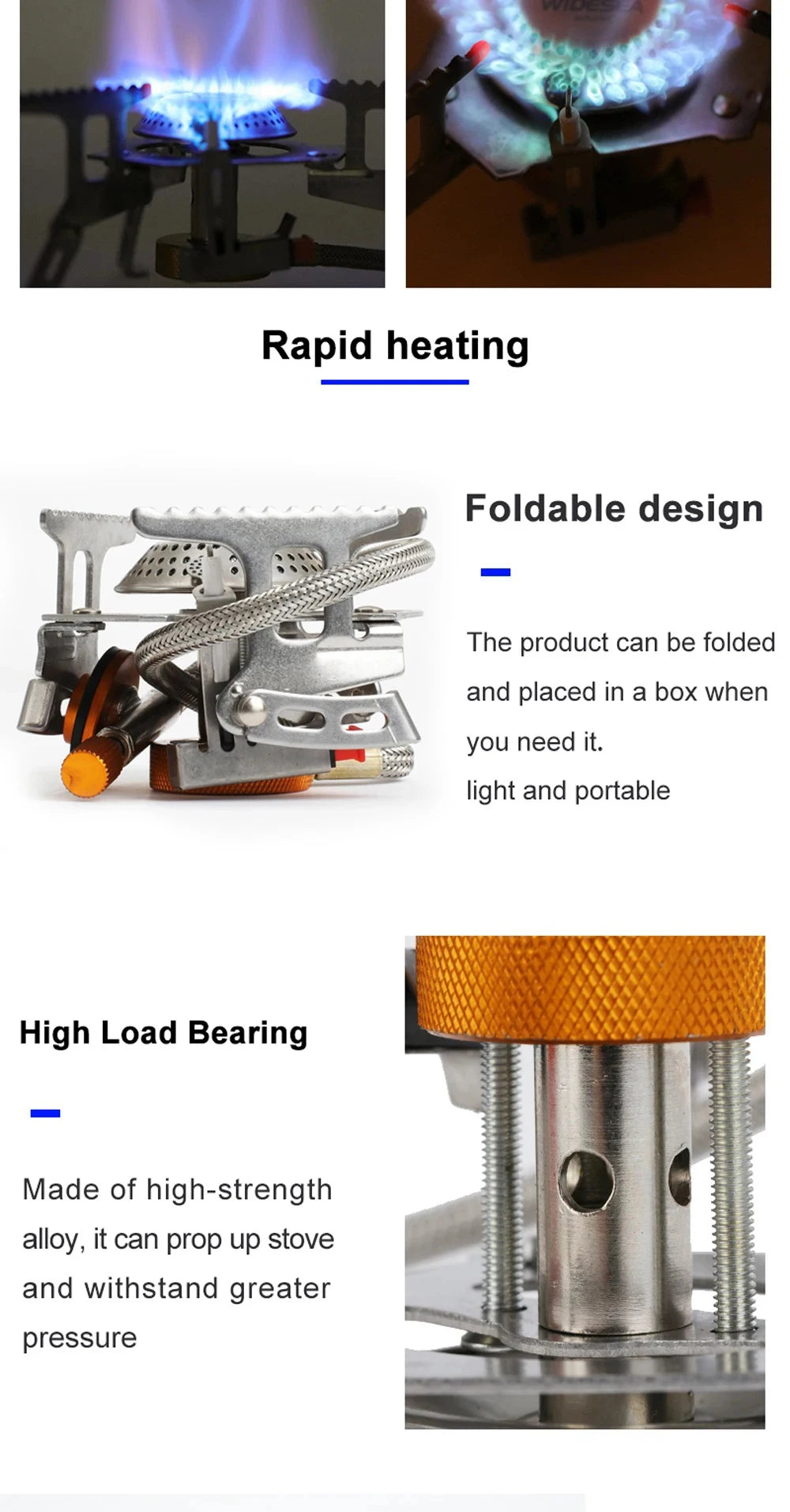 Folding Camping Gas Stove with Adapter