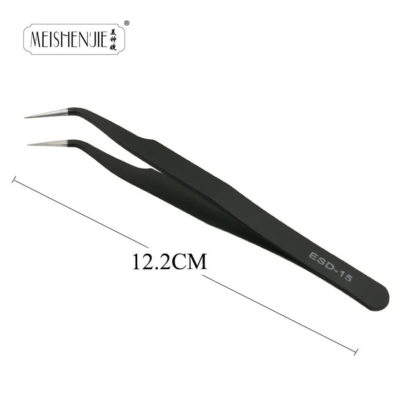 MEISHENJIE 1PC Stainless Steel Curved Straight Eyebrow False Eyelash Tweezers Nail Art Extension Makeup Tool Eeyelashes Tweezers 