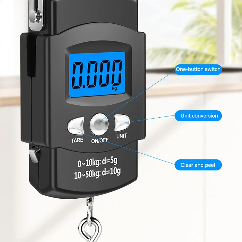 Portable LCD Electronic Hand Scale with Measuring Tape
