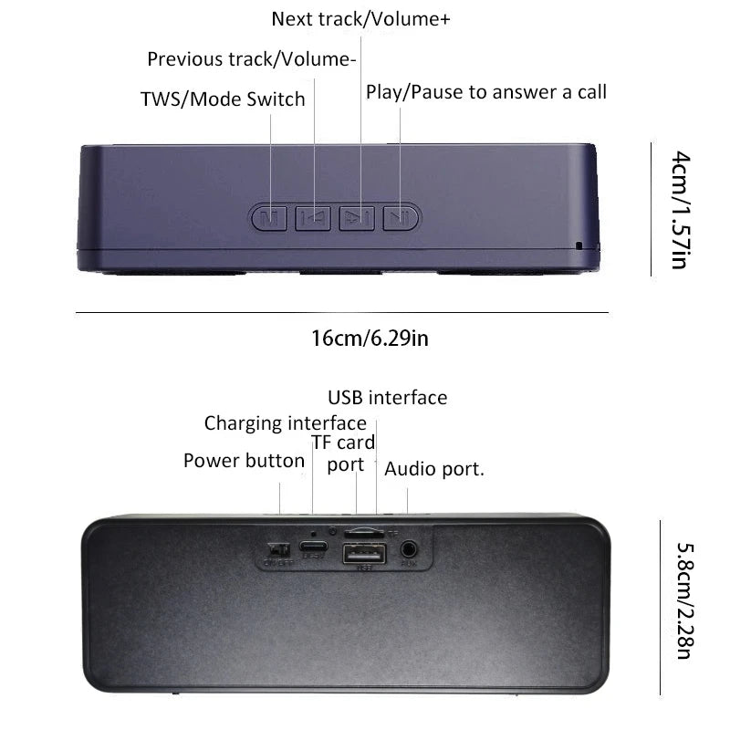 Mini Bluetooth Speaker with AUX and USB Charging