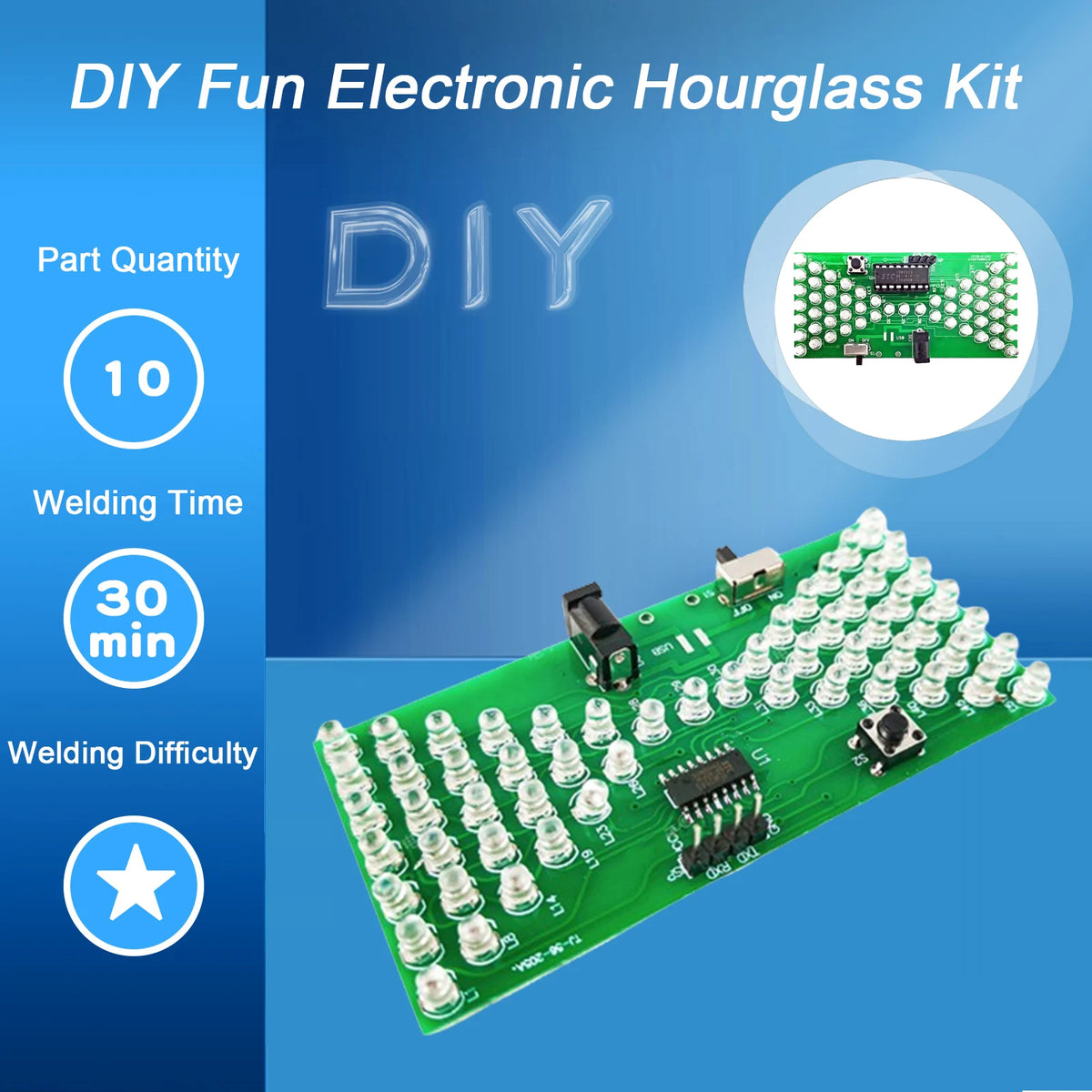 Electronic LED Hourglass DIY Kit