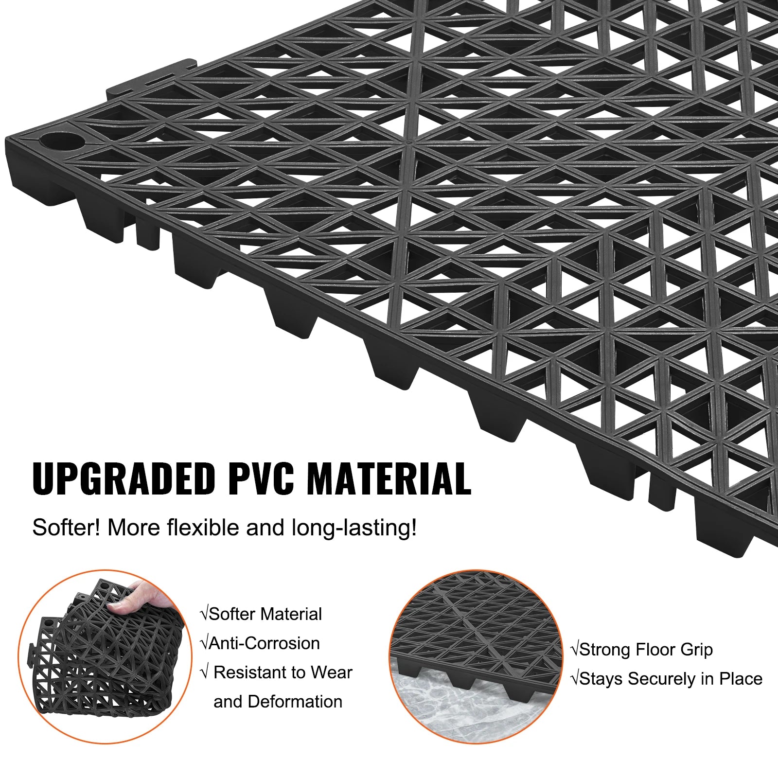 SucceBuy Interlocking Tile 12/50/55PCS 12"x12" Splicing Soft PVC Drainage Floor Tiles Non-Slip Drainage Holes for Bathroom Pool