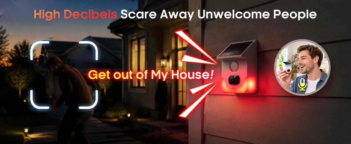 120° Detection Solar Alarm 120dB 4 Working Modes Solar-powered PIR Motion Detection Alarm For Home Courtyard Security