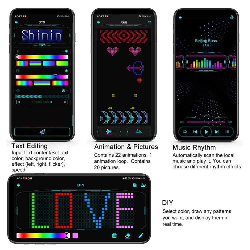 DIY Shining Electronic Futuristic Eyewear Glow The Dark Bluetooth LED Luminous Glasses Prop for Party Bar Festival Performance 