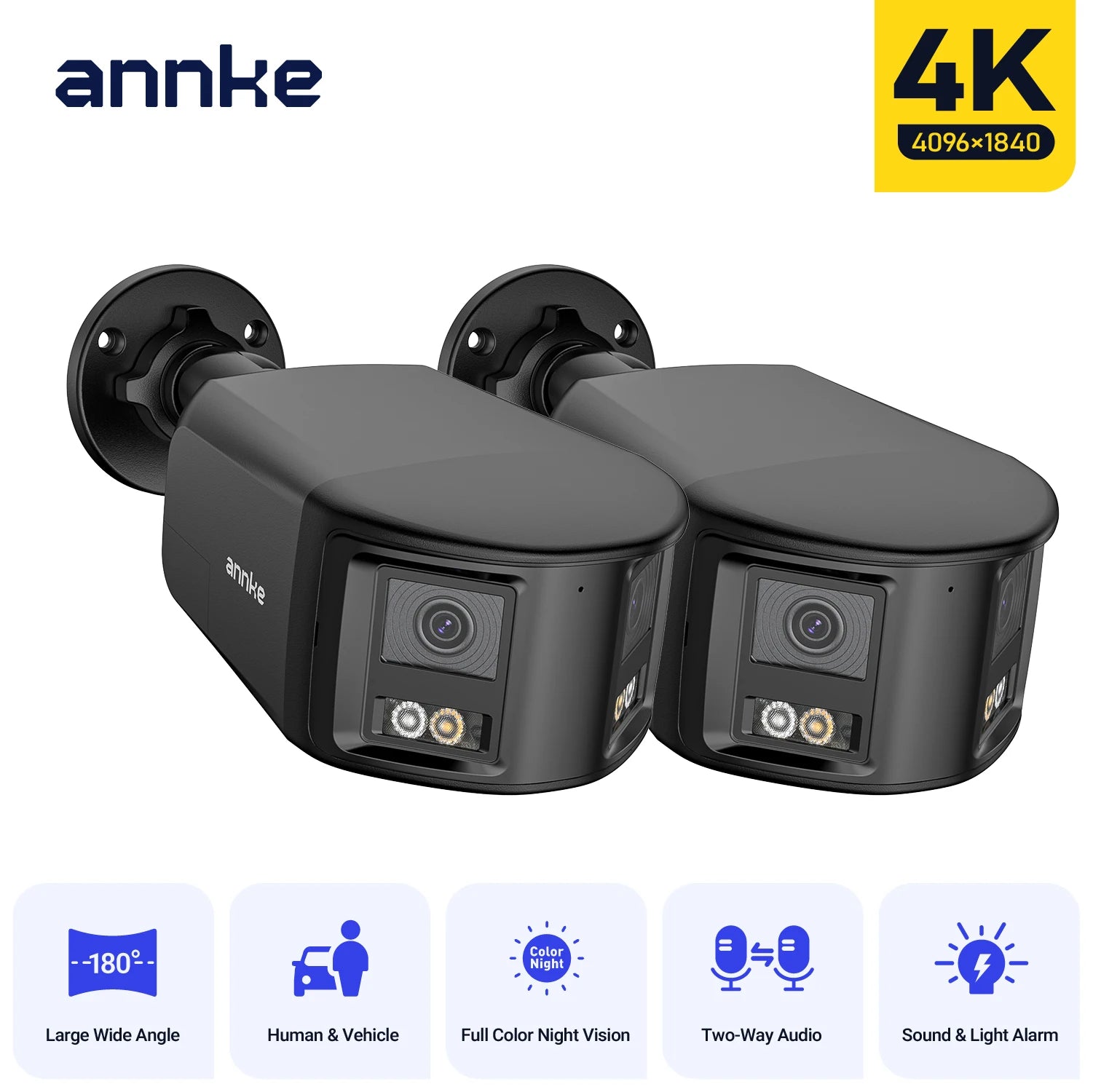 ANNKE 8MP Dual-Lens 180° Outdoor Security Camera with Audio