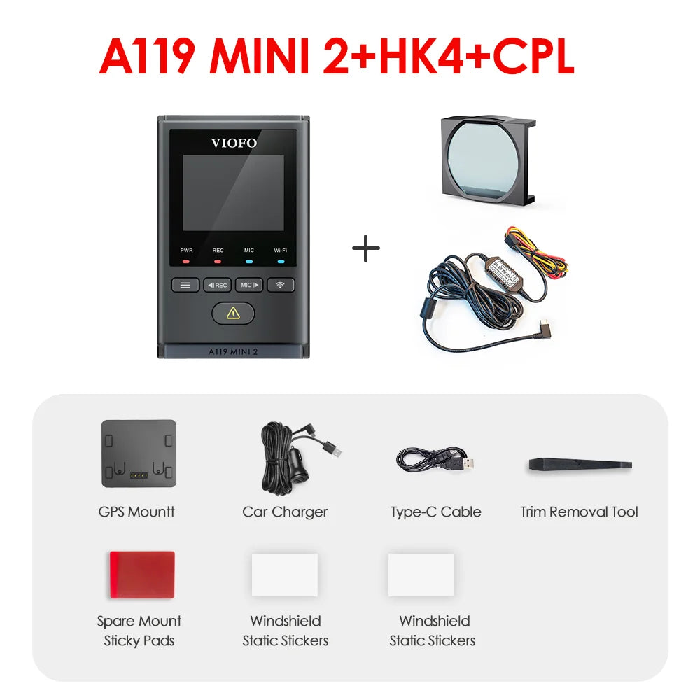 2K 60FPS Mini Dash Cam with GPS, Wi‑Fi, Voice Control and Parking Mode