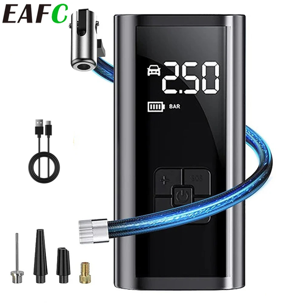 Bezdrátová automobilová vzduchová pumpa na pneumatiky s LED světlem