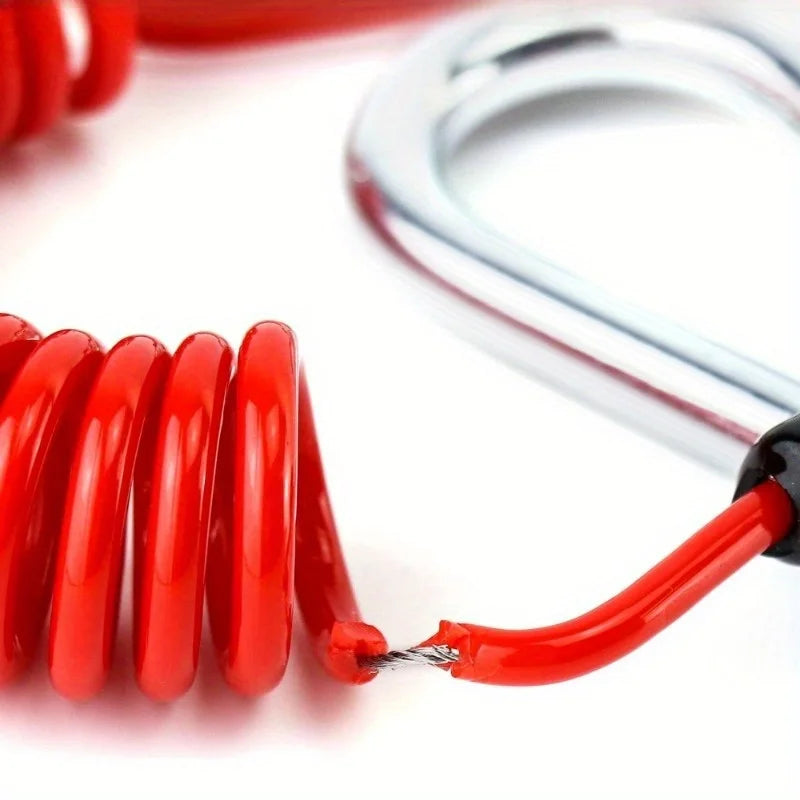 Coiled Breakaway Trailer Cable in Red Spring Steel