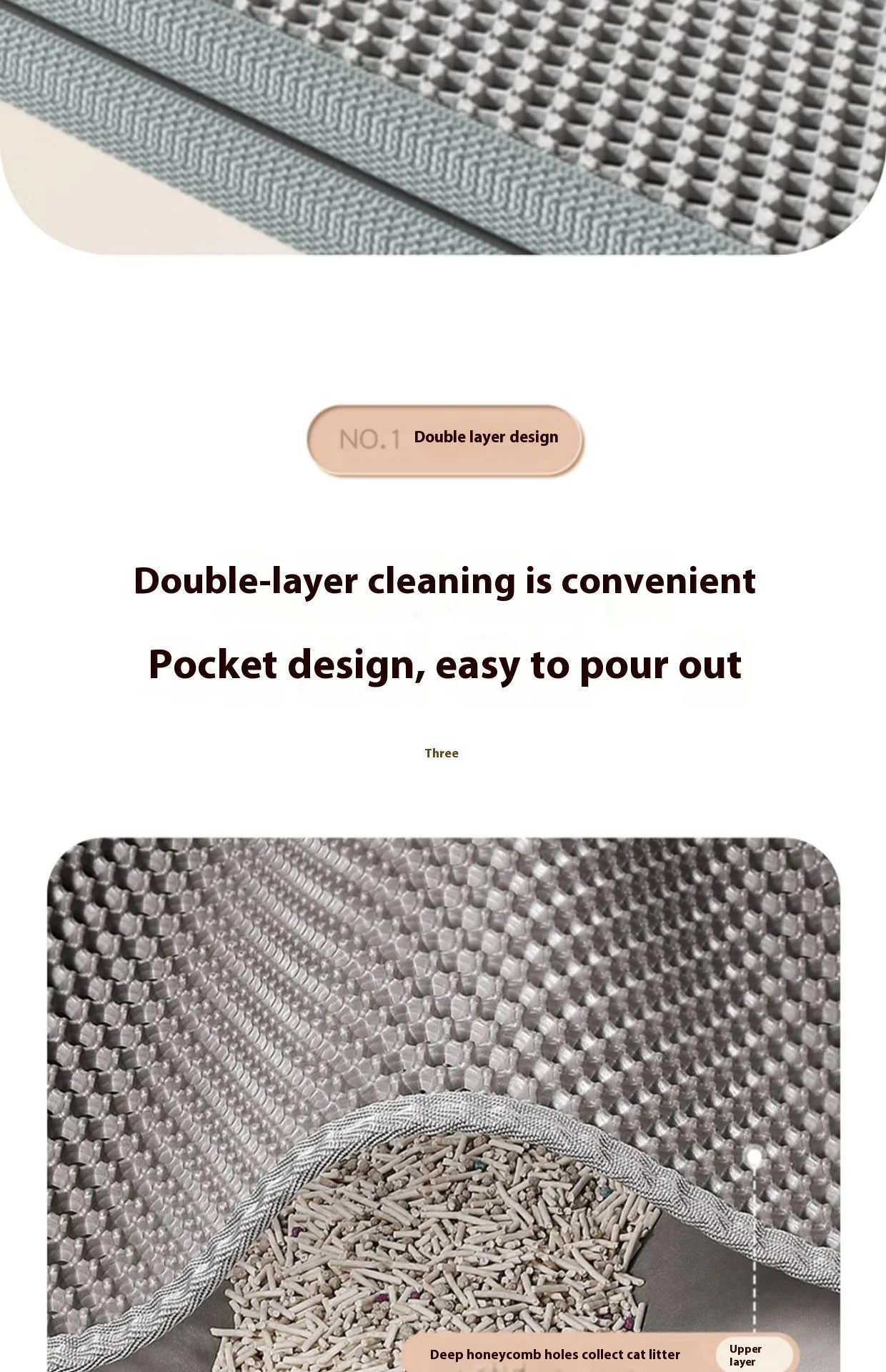 Cat Litter Mat 2-Layer Design Premium Sand Trapping Technology Waterproof Base Non-Slip Pet Floor Protector for Indoor Kittens 