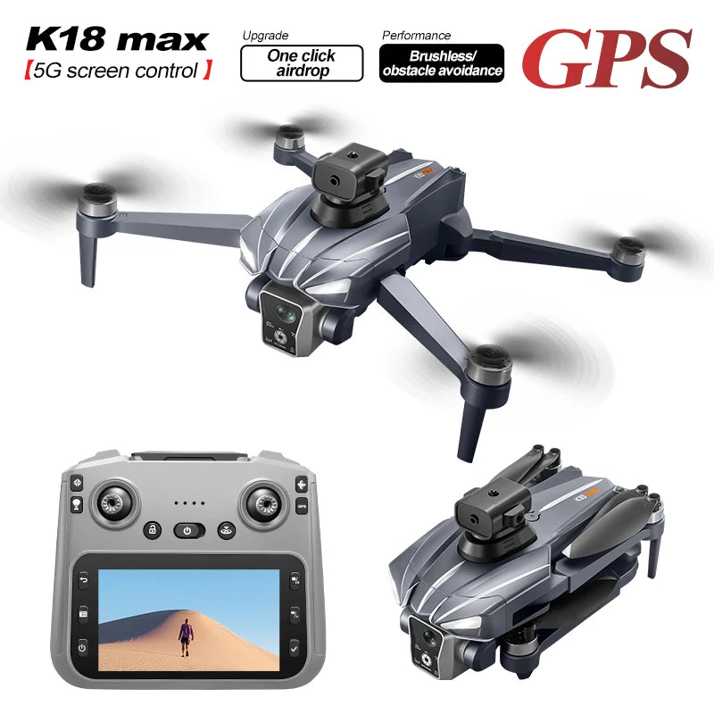 Dronă cu cameră pliabilă K18 MAX cu controler de ecran