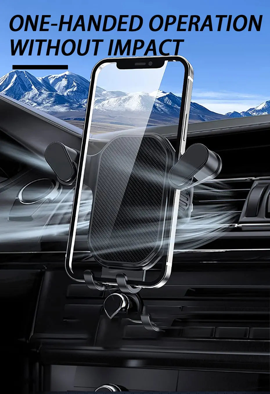SEAMETAL Car Air Vent Phone Holder Gravity Lock Hook Phone Mount One-Hand Operation Universal Smartphone Support 360 Rotation