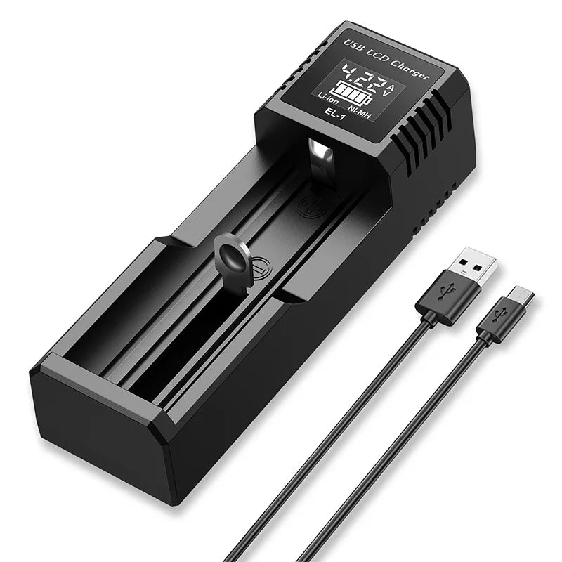 LCD USB Battery Charger - One to Four Slots
