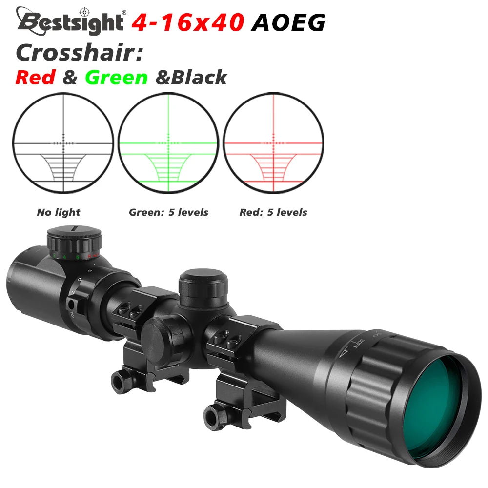 4-16X40 AOE Optics Hunting Riflescope Red&Green Dot Illuminated Sight Rifle Scope Sniper Gear Scope Airsoft Rifle 