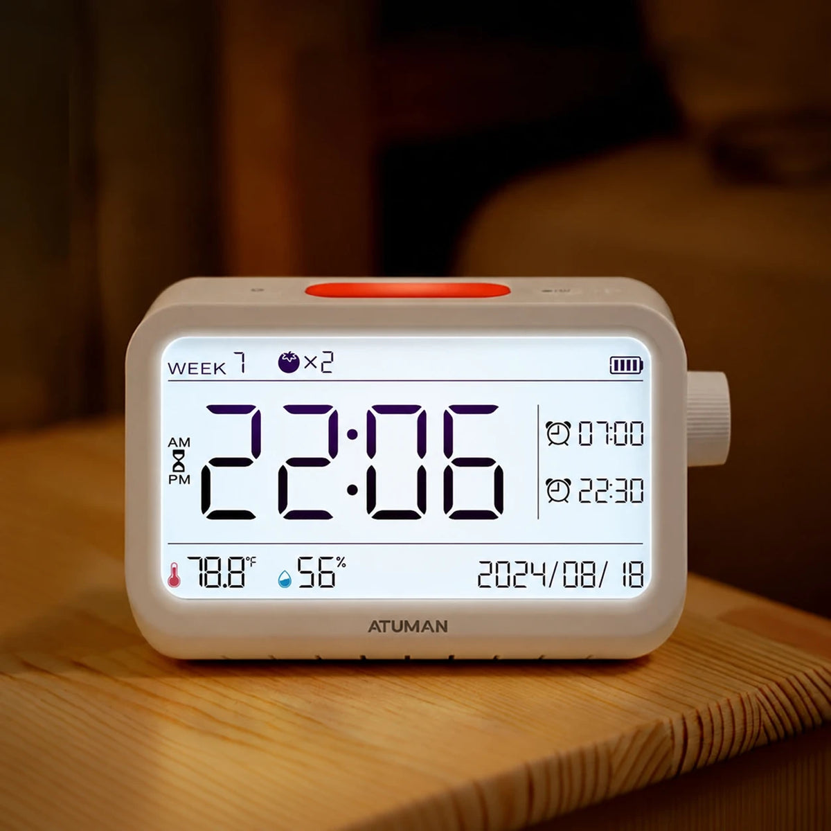 MT2 väckarklocka med termometer, hygrometer och larm