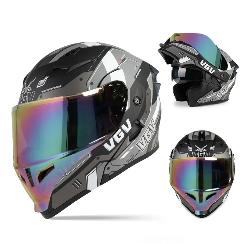 VGV 91 Flip Motorcycle Helmet, Dual-Lens, DOT Certified
