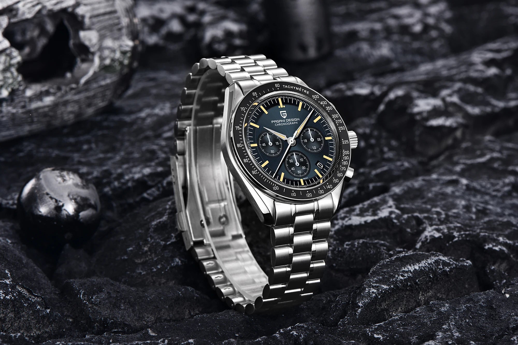 Ρολόι Pagani Design PD1701 Moonwatch Χρονογράφος με Ζαφείρι και Ατσάλινο Κάσα
