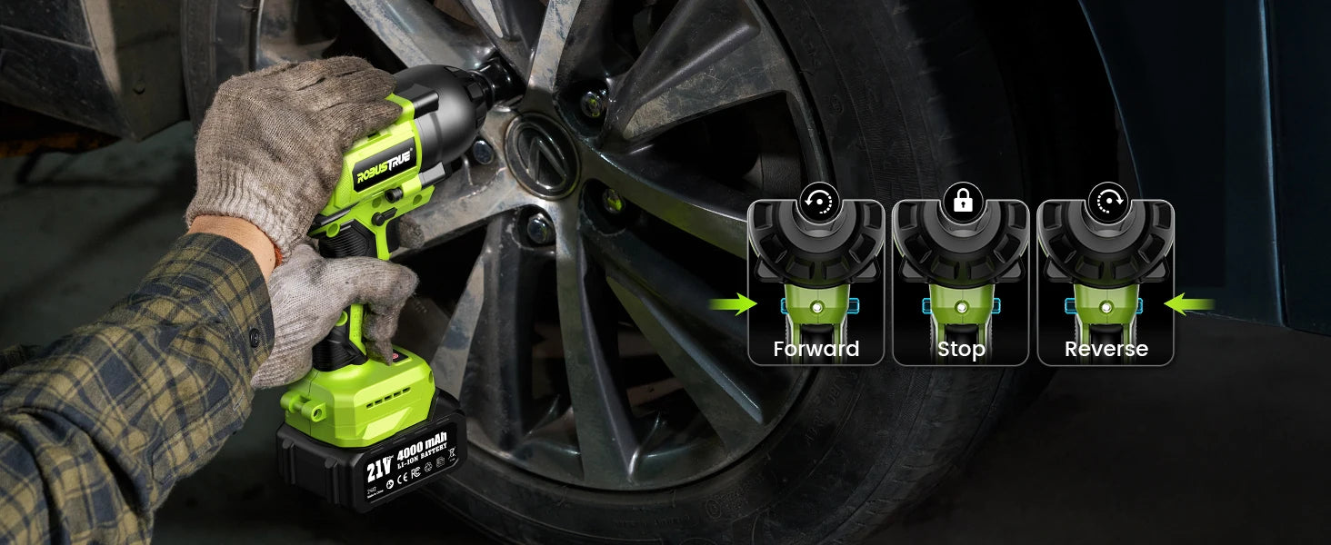 1200Nm 1/2 Inch Cordless Impact Wrench with 2 x 4.0Ah Batteries