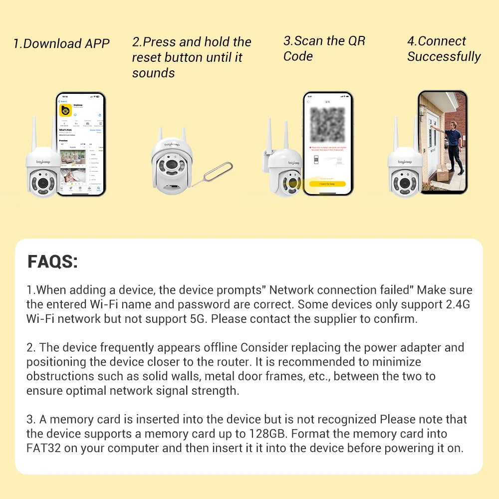 BoyKeep 3MP 2.4GHz WiFi Outdoor Home Security IP Smart Monitor Video Surveillance Camera Full Color Night Vision 