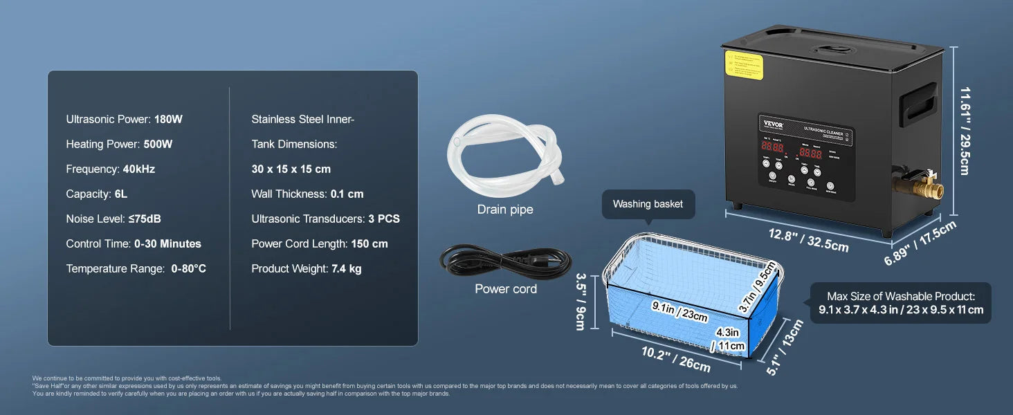 Ultrasonic Cleaner 2L–15L with Timer for Deep Precision Cleaning