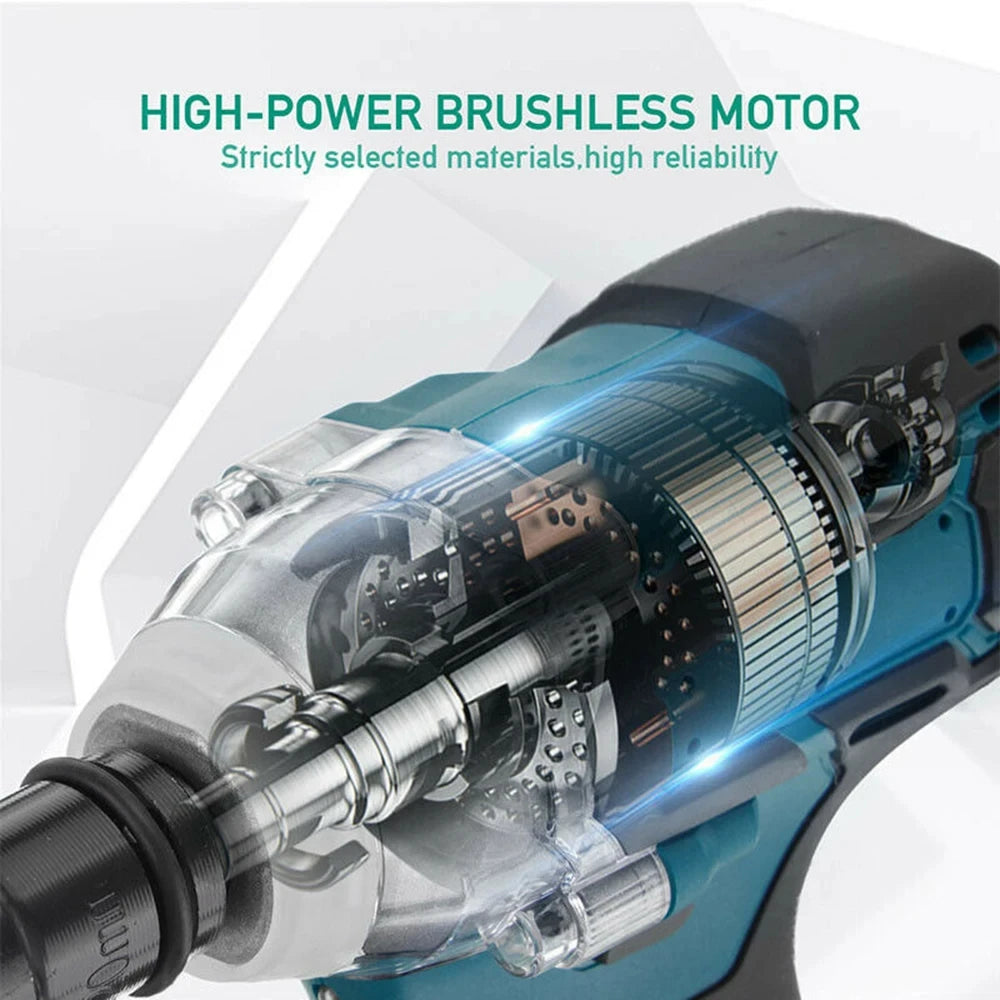 Chave de Impacto Elétrica Sem Fios Brushless 1/2 polegada 520NM Ferramentas Elétricas Compatível com Bateria 18V Conjunto com Caixa de Ferramentas