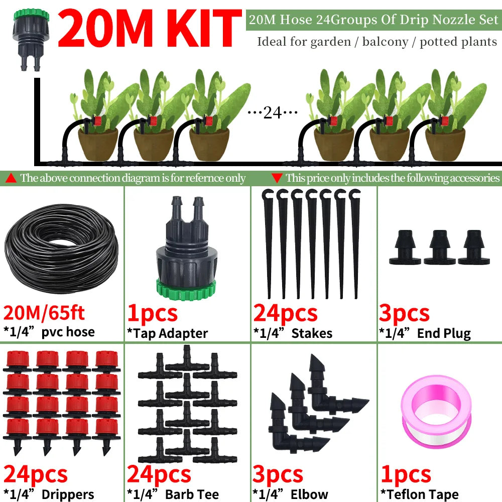 Kit de rega gota a gota para jardim, opções de 10/20/30m