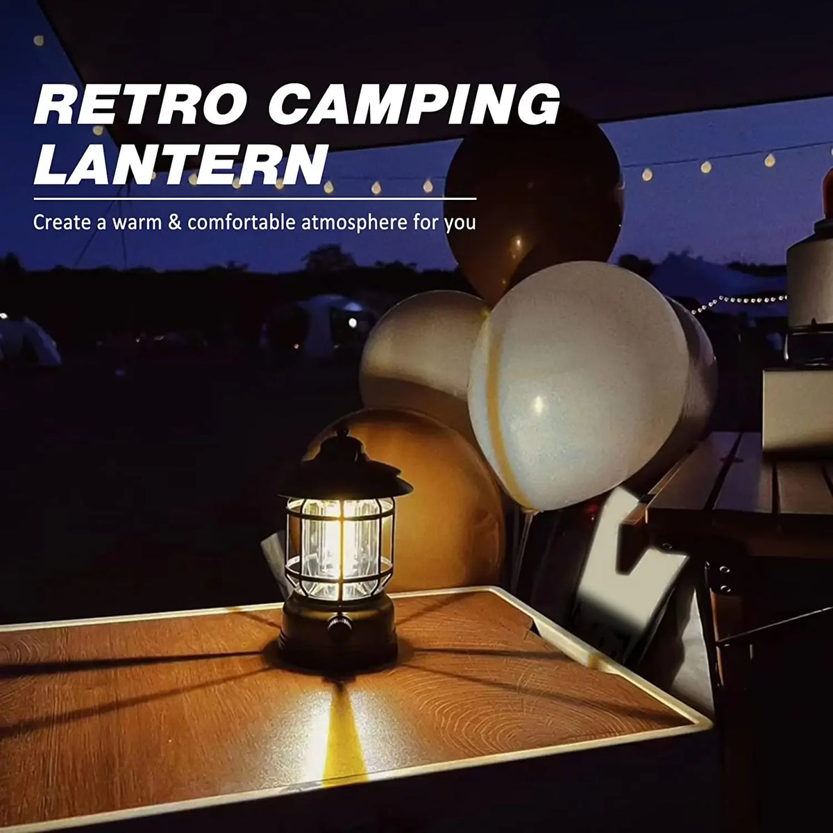  Lanterne de camping rechargeable à lumière chaude blanche