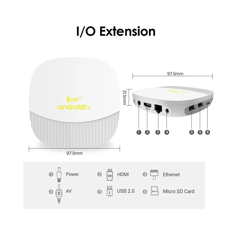 TV98 ATV Max Android 14 TV Box Allwinner H313 2GB 8GB Wifi 6 BT 8K 4K AV1 Full HD Smart Media Player Voice control Set Top Box