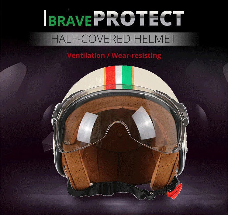 Vintage TT&COCASCOS Motorcycle Helmet Jet with Visor Motorbike Riding 3/4 Open Half Helmet Retro Scooter Capacete Moto 