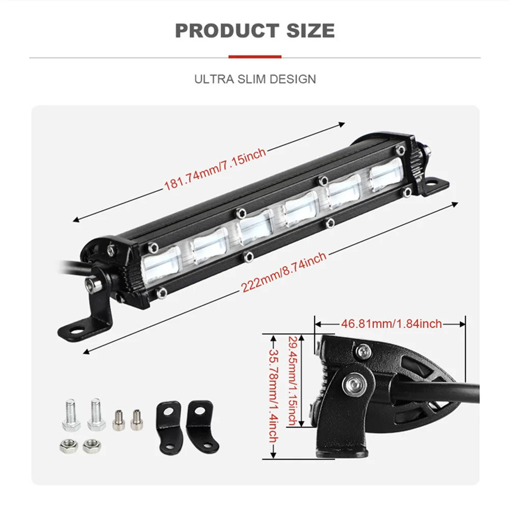 7-Inch LED Work Light Bar for Matched 12V or 24V DC Systems