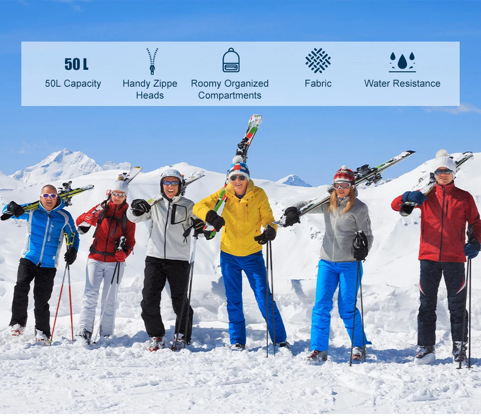 50L Ski Boot Bag Backpack for Boots, Helmet and Gear