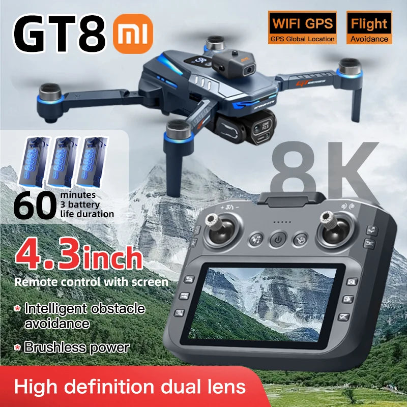 GT8 Folding Camera Drone with Screen Controller